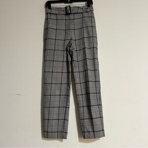 Aritzia Babaton Walker Check Plaid Belted Pleated Trousers Size 2 Office Corp